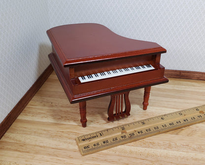 Dollhouse Grand Piano with Bench Seat Wood Instrument 1:12 Scale Miniature