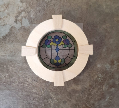 Dollhouse Simulated Stained Glass Window Insert Round 1:12 Scale Miniature SLIM20