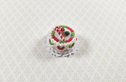 Dollhouse Peppermint Candy Cane Xmas Cake 1:12 Scale Miniature Food Bakery