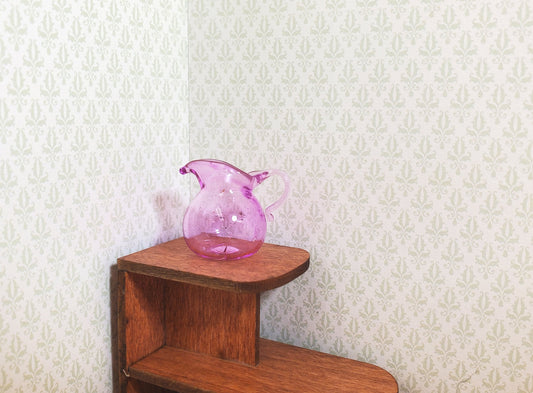 Dollhouse Lavender Glass Flared Pitcher 1:12 Scale Miniature Kitchen Decoration