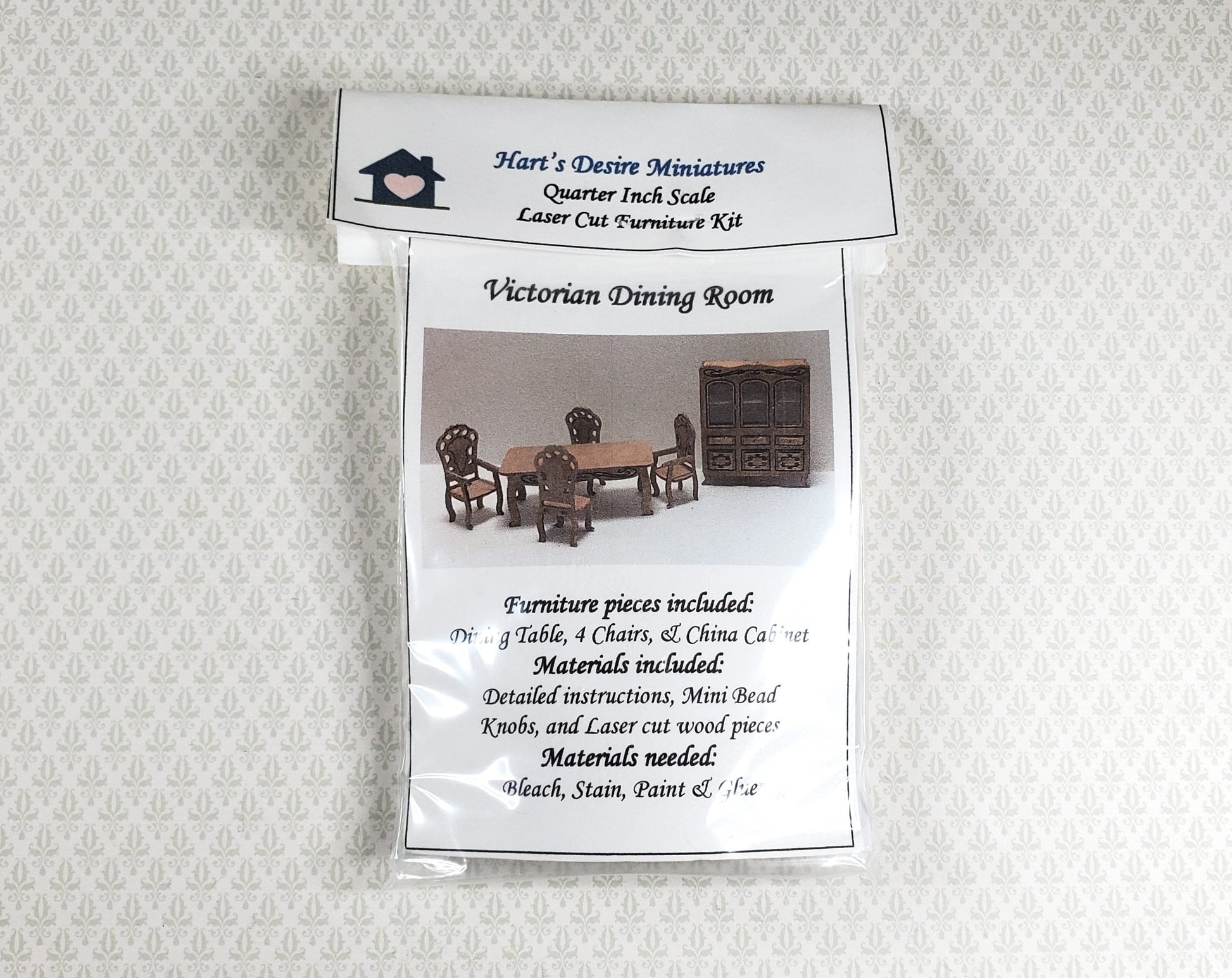 Dollhouse Quarter Scale Furniture Kit DIY Victorian Dining Room Set 1:48