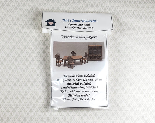 Dollhouse Quarter Scale Furniture Kit DIY Victorian Dining Room Set 1:48