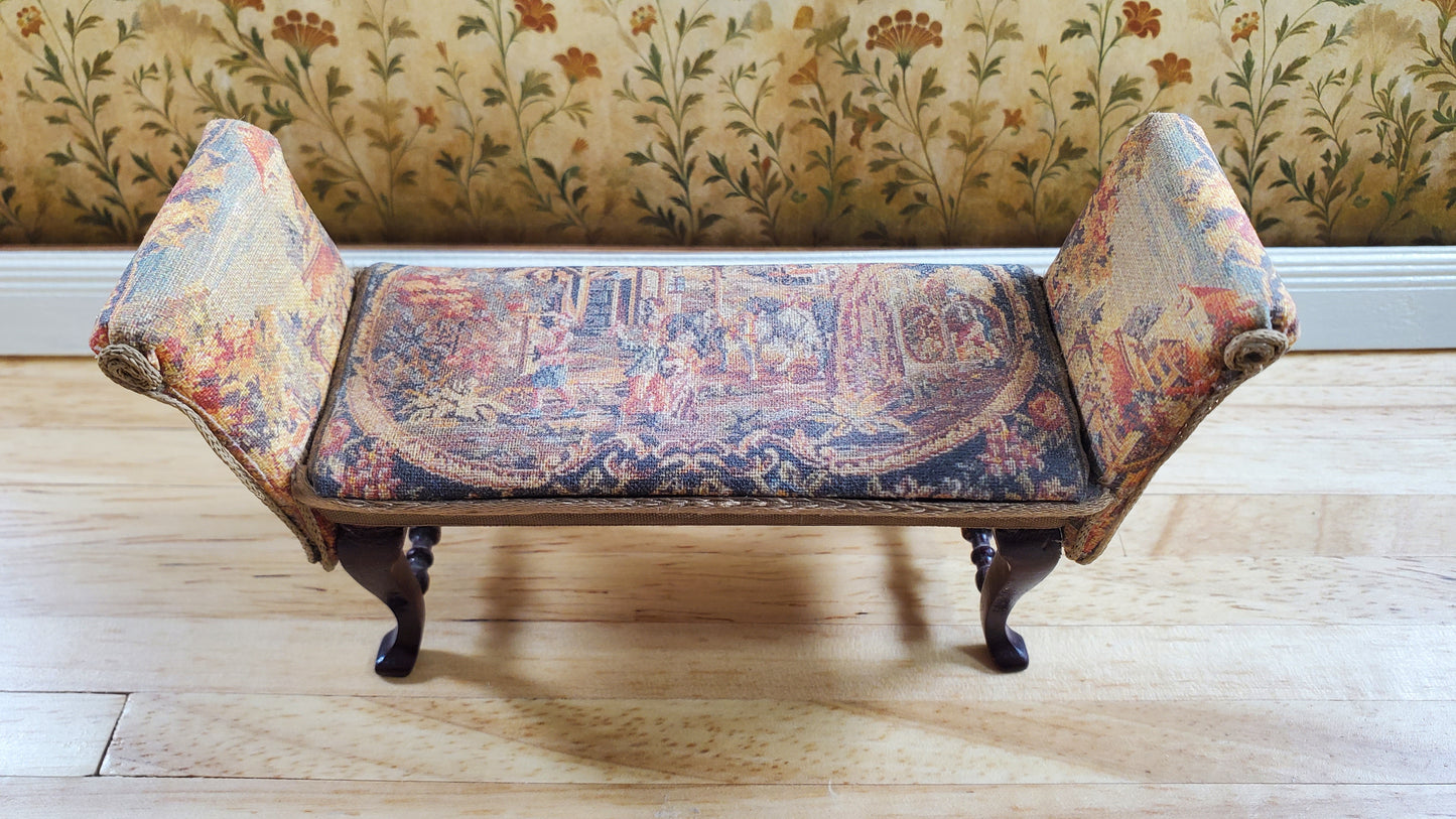 Dollhouse Padded Bench Seat Handmade Estate Piece 1:12 Scale Miniature Furniture