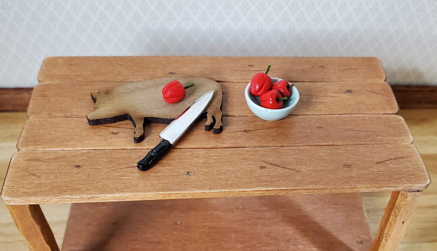 Dollhouse Red Bell Peppers Set of 4 1:12 Scale Miniature Kitchen Food Grocery