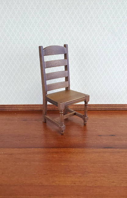 Dollhouse Miniature Chair Ladderback for Kitchen or Dining Room 1:12 Furniture Walnut Finish