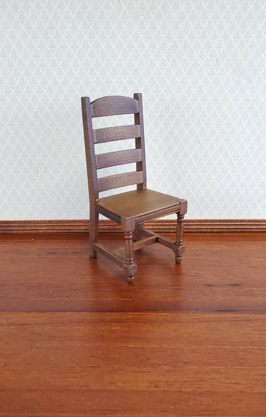 Dollhouse Miniature Chair Ladderback for Kitchen or Dining Room 1:12 Furniture Walnut Finish