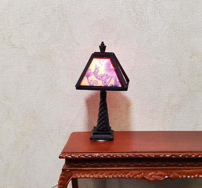 Dollhouse Miniature Table Lamp Arts & Crafts Craftsman Style 1:12 Scale 12 volt