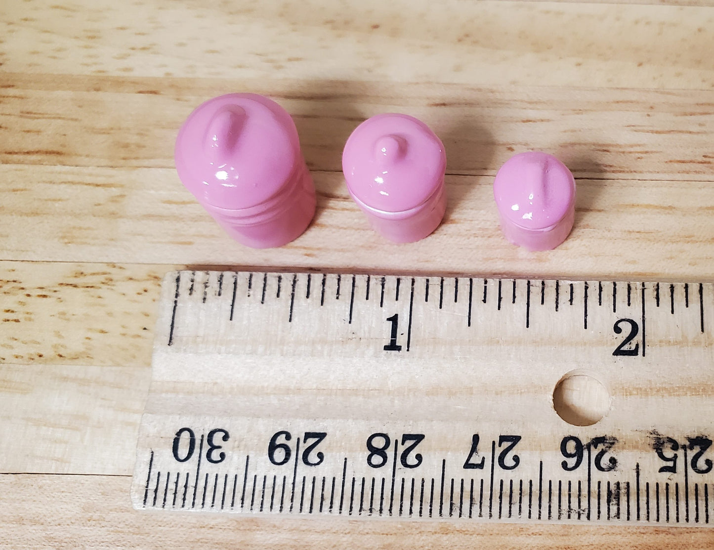 Dollhouse Pink Canister Set with Removable 1:12 Scale Kitchen Miniatures