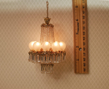 Dollhouse 10 Light Grand Ballroom Crystal Chandelier Handmade 12 Volt 1:12 Scale