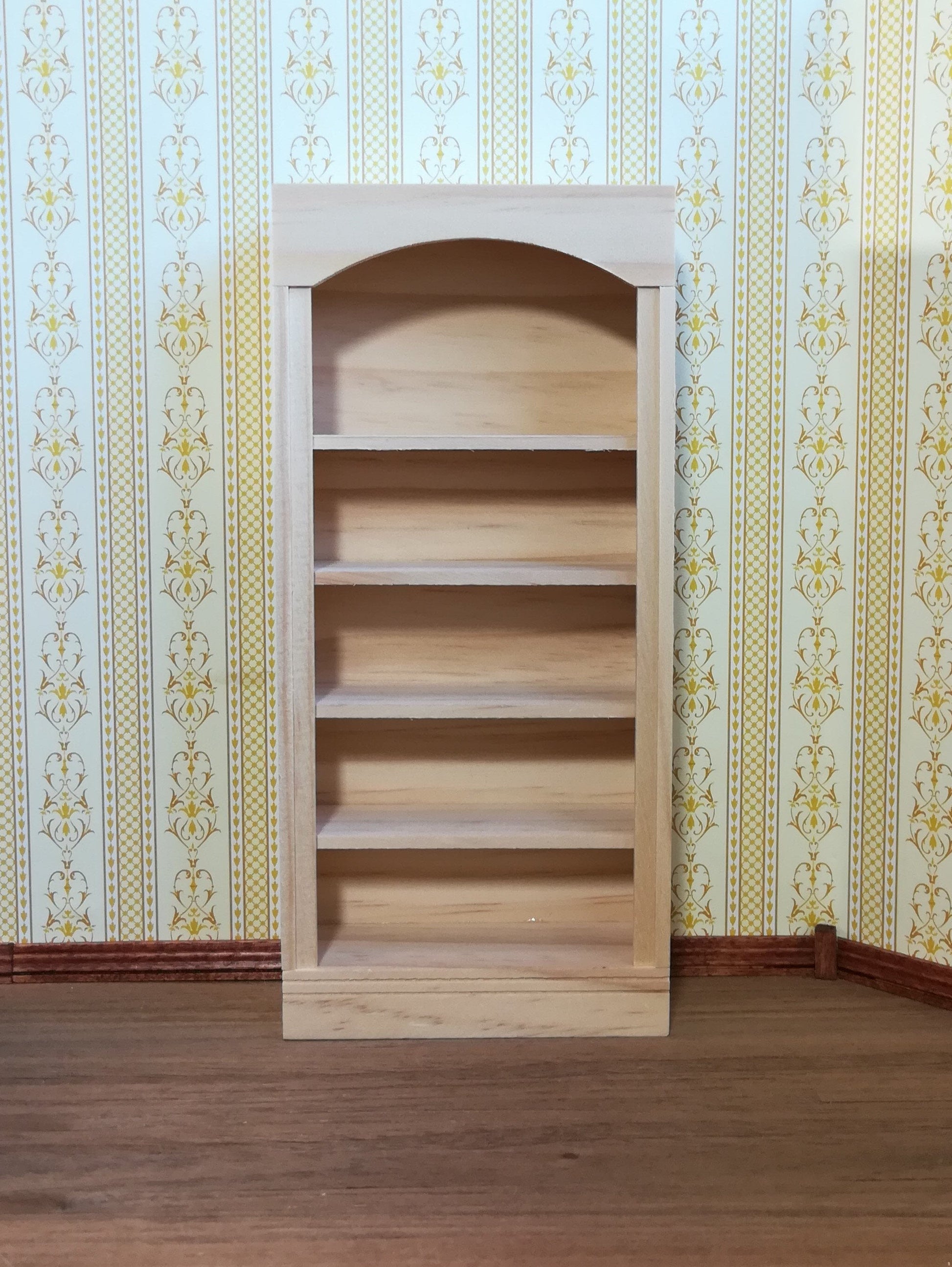 Dollhouse Bookcase Bookshelf 5 Shelf 1:12 Scale Miniature Unpainted Wood