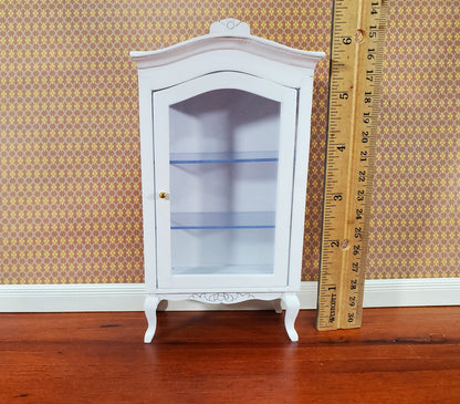 Dollhouse Large Curio Cabinet with Door White Finish 1:12 Scale Miniature Furniture