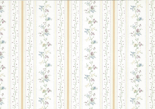 Dollhouse Wallpaper Cottage Beige Stripe 3 Sheets 1:12 Scale Miniature
