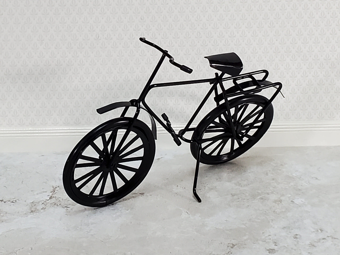 Dollhouse Miniature Bike Bicycle Black Metal 1:12 Scale Modern