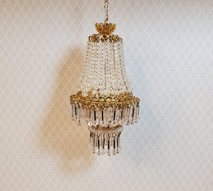 Dollhouse Crystal Chandelier "Chloe Deluxe" Real Glass 12 Volt 1:12 Scale