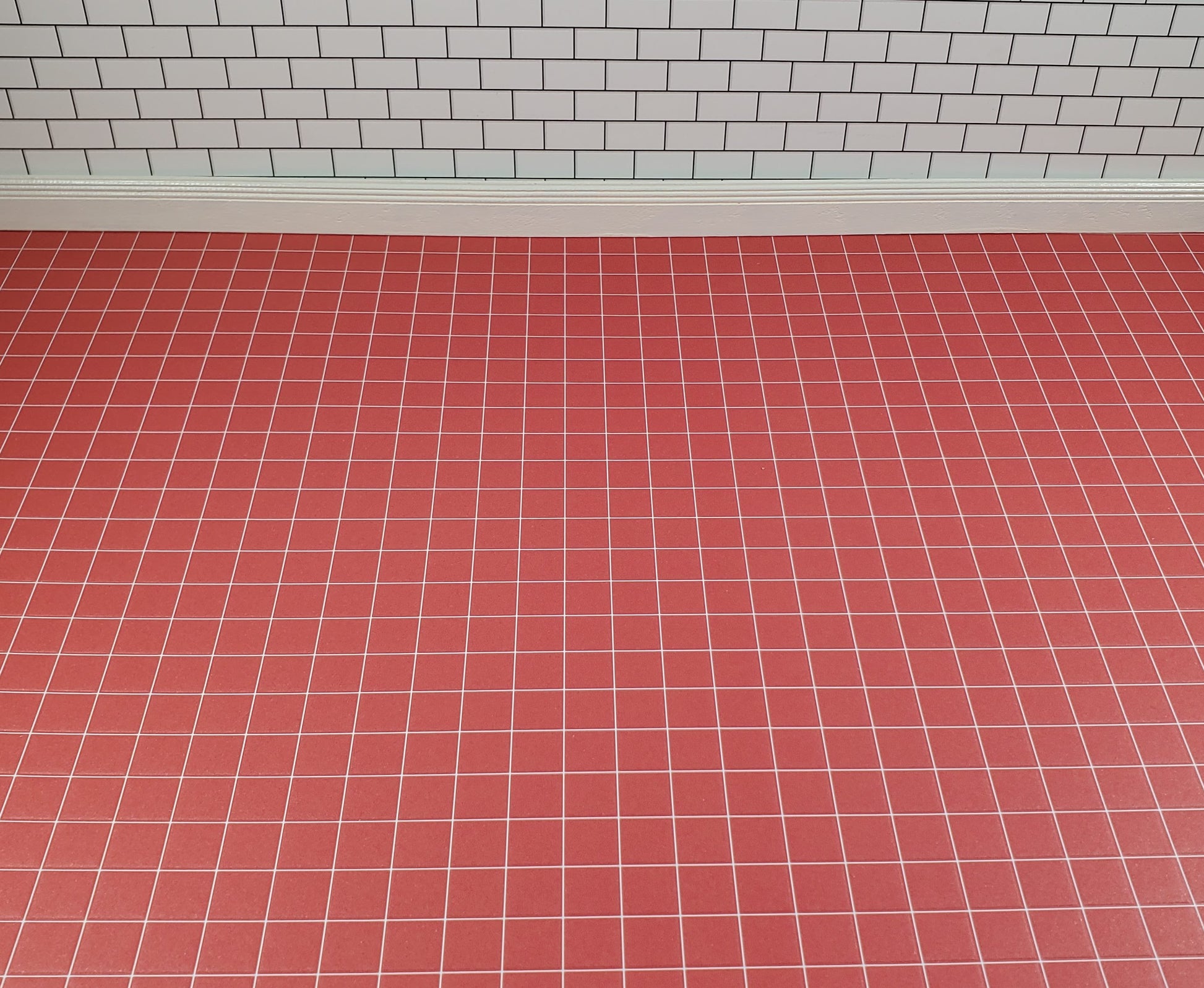 Miniature Quarry Tile Floor Lightly Embossed Faux Flooring Red Card Stock
