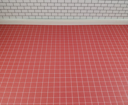 Miniature Quarry Tile Floor Lightly Embossed Faux Flooring Red Card Stock
