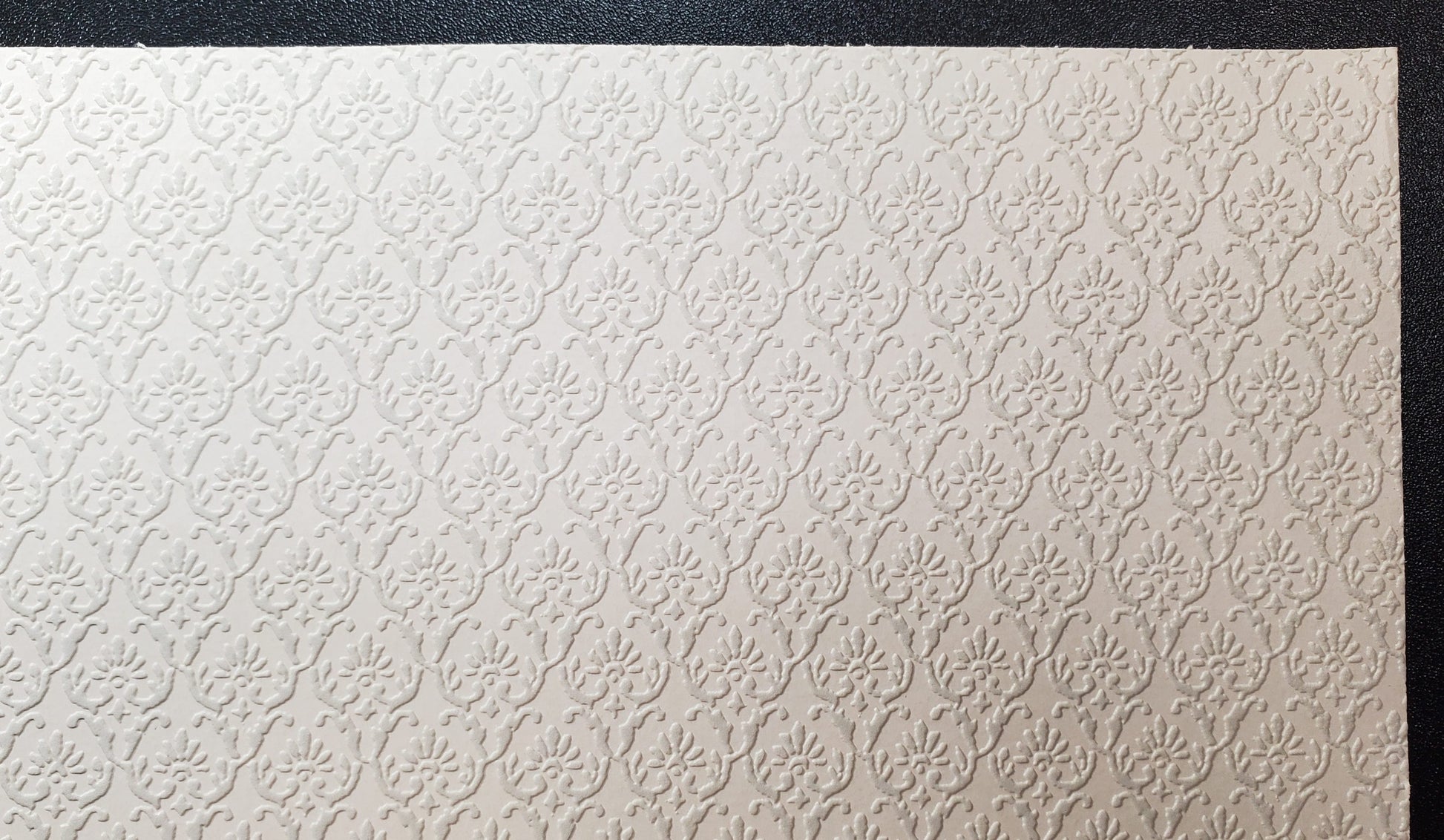 Dollhouse Gray on White Embossed Wallpaper x3 Sheets Art Nouveau 1:12 Scale