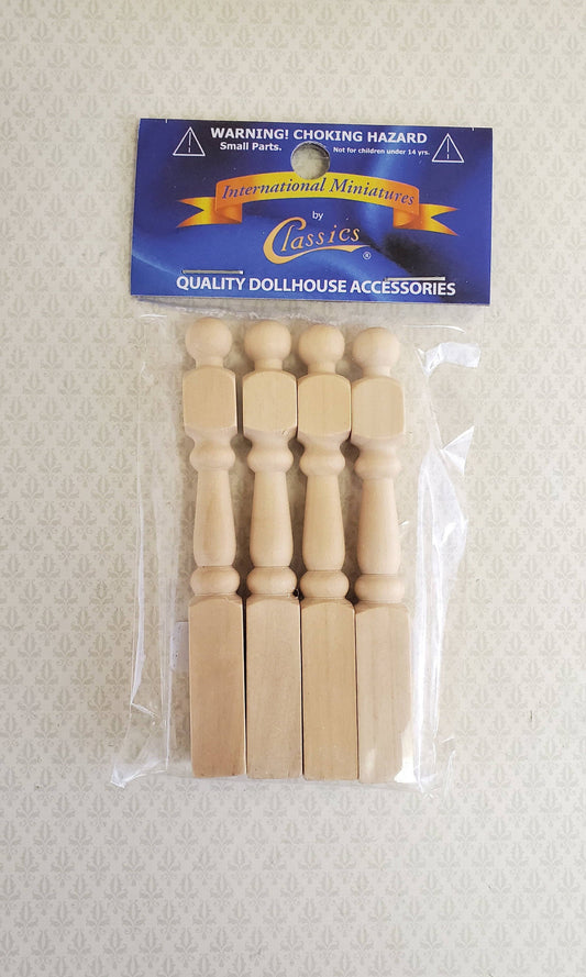 Dollhouse Miniature Newel Posts Large 1:12 Scale for Stairs 3 1/2" Tall x4