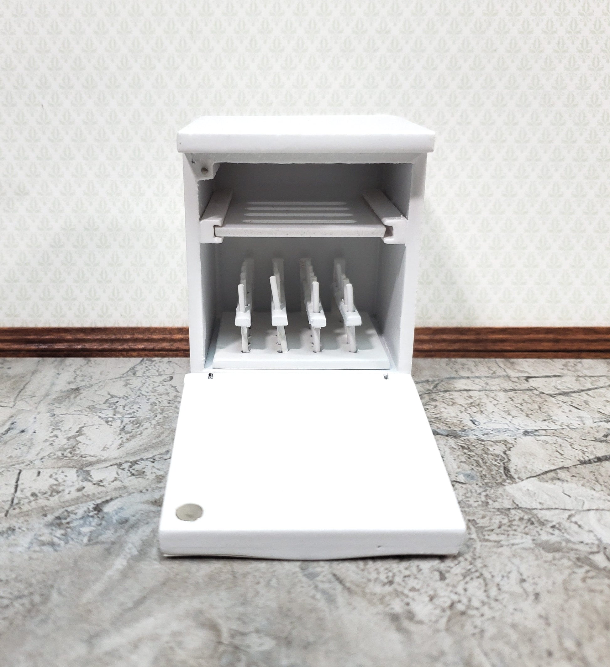 Dollhouse Dishwasher Modern Style Opens White 1:12 Scale Miniature