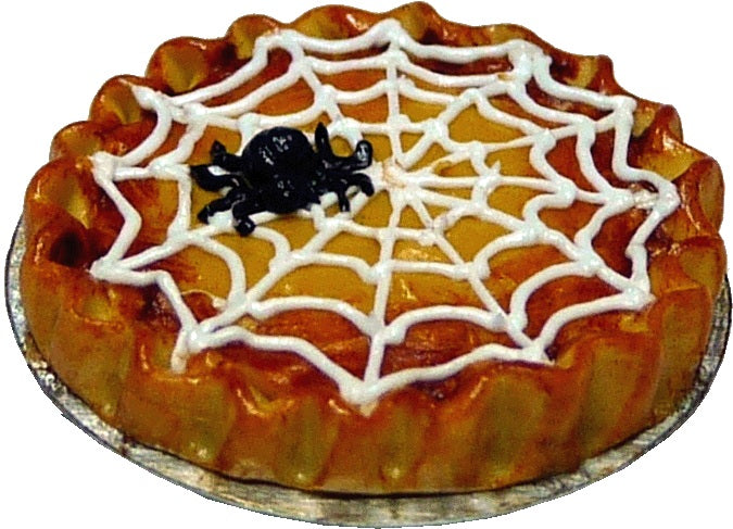 Dollhouse Black Spider Web Pie 1:12 Scale Miniature Food Kitchen Bakery