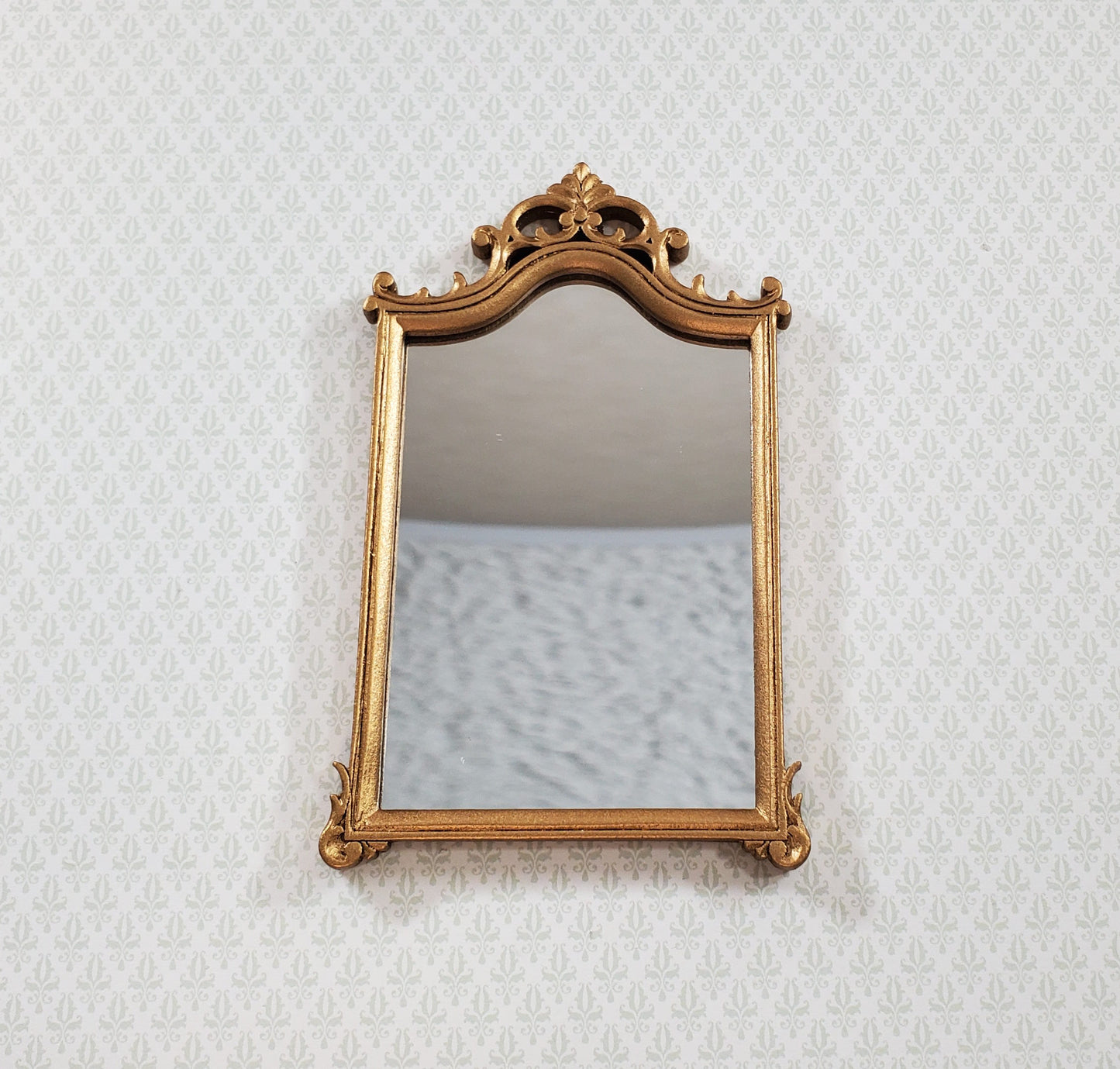 JBM Dollhouse Mirror Gold Finish Louis XV Rococo Style 1:12 Scale Miniature