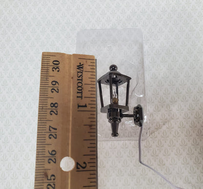 Dollhouse Carriage Coach Lamp Black Chrome 1:12 Scale 12 Volt with Plug Porch Light