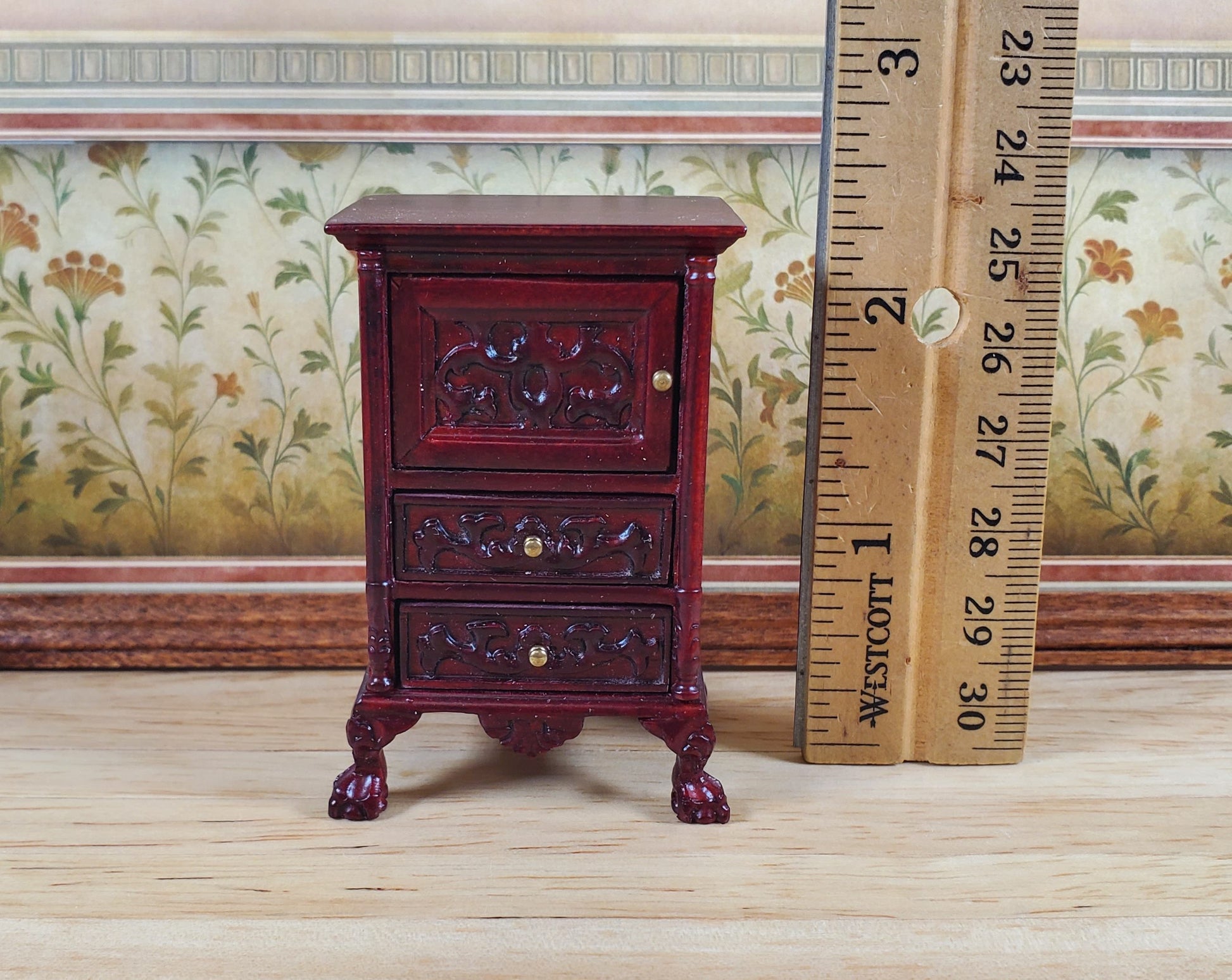 Dollhouse Nightstand Vintage Hansson Miniatures 1:12 Scale Mahogany Finish