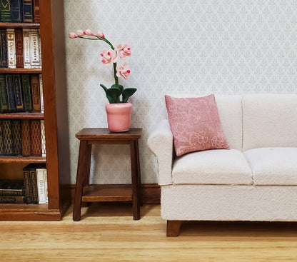 Dollhouse Miniature Pink Phalaenopsis Orchid in a Pink Ceramic Pot 1:12 Scale