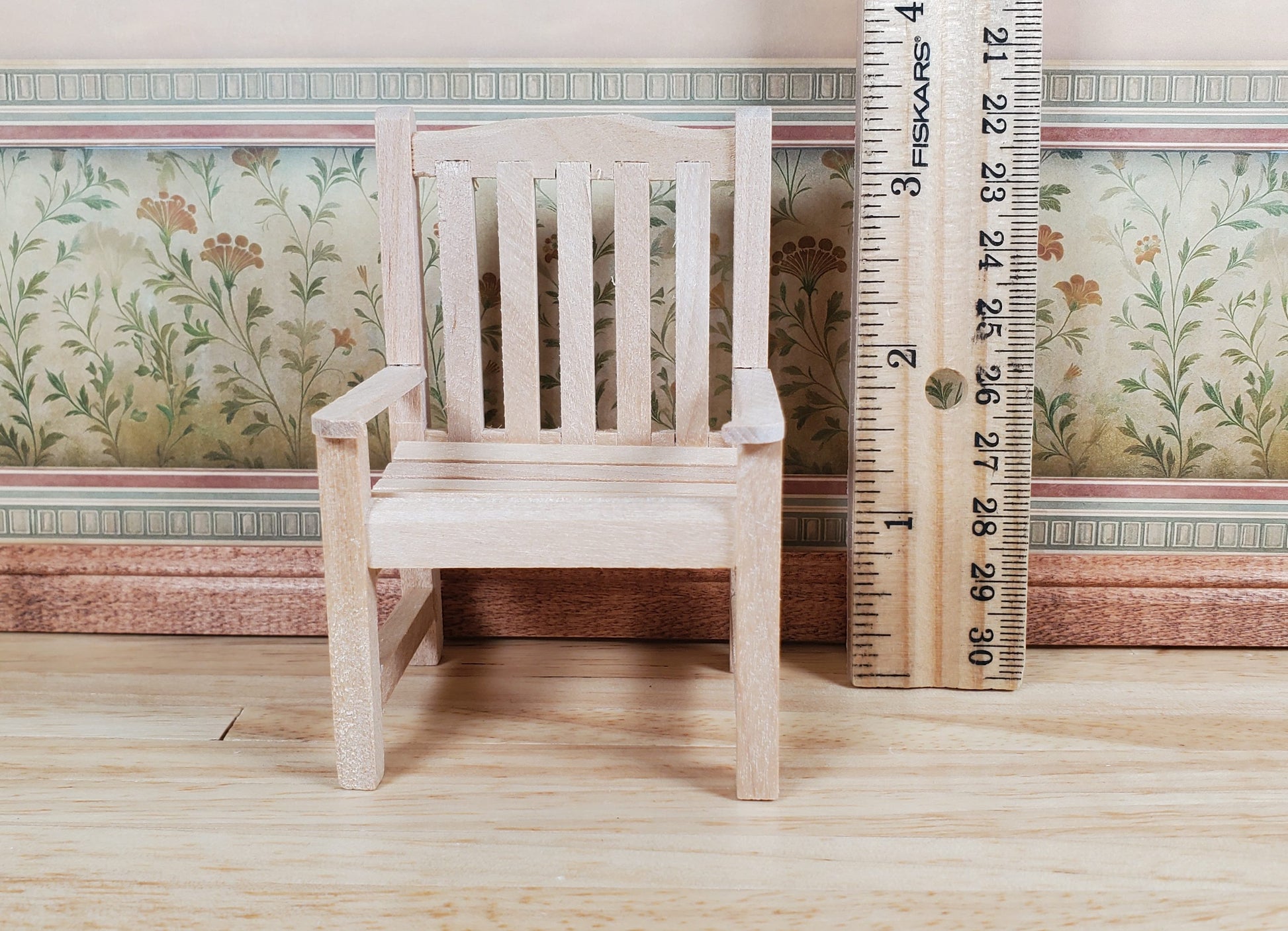 Dollhouse Garden Chair for Porch Patio Unpainted 1:12 Scale Miniature Furniture