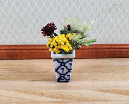 Dollhouse Tall Vase for Flowers Trellis Motif Ceramic 1:12 Scale Miniature