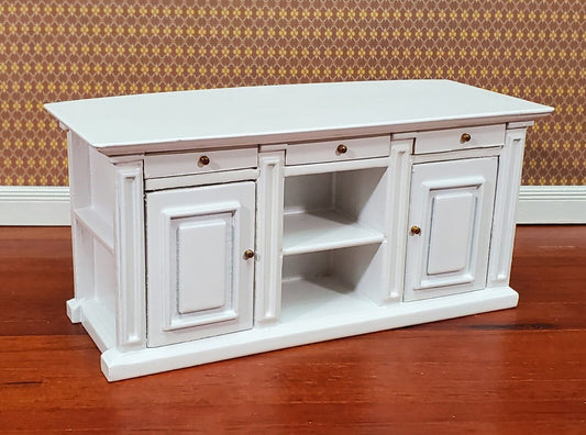 Dollhouse Kitchen Bar Island Large White 1:12 Scale Miniature Cupboard Wood Furniture
