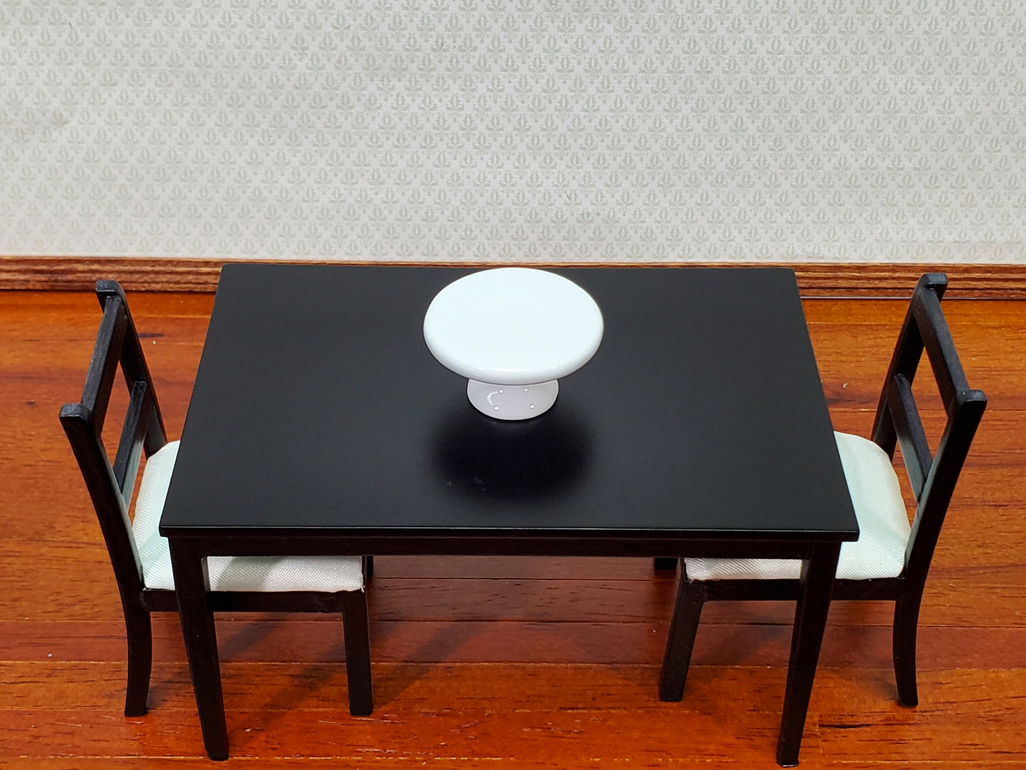 Dollhouse Cake Stand Platter All White Ceramic 1:12 Scale Miniature Plate