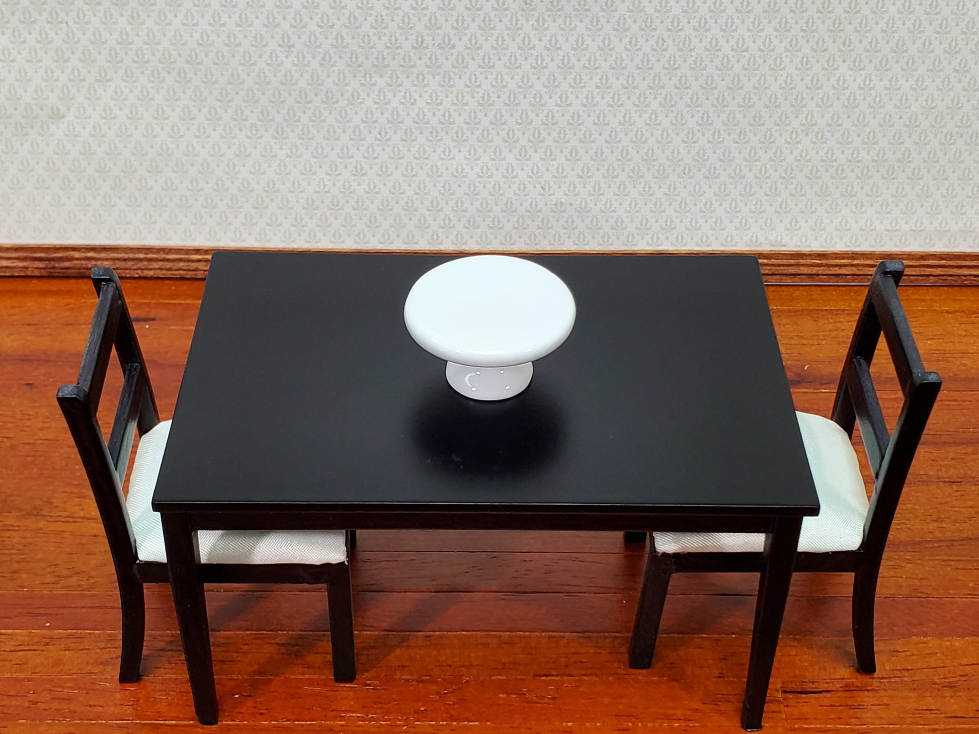 Dollhouse Cake Stand Platter All White Ceramic 1:12 Scale Miniature Plate