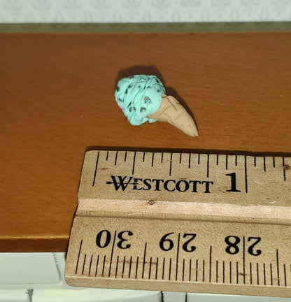 Dollhouse Ice Cream Cone Mint Chocolate Chip 1:12 Scale Miniature Food Hand Crafted