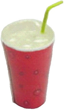 Dollhouse Lemon Lime Soda in Paper Cup and Straw 1:12 Scale Miniature Food Drink