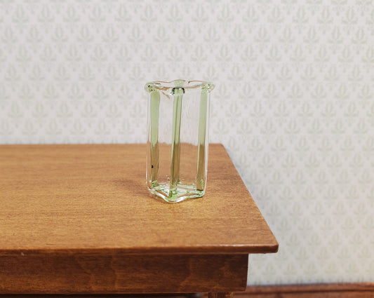 Dollhouse Green Striped Square Modern Vase 1:12 Scale Miniature Decor Flowers