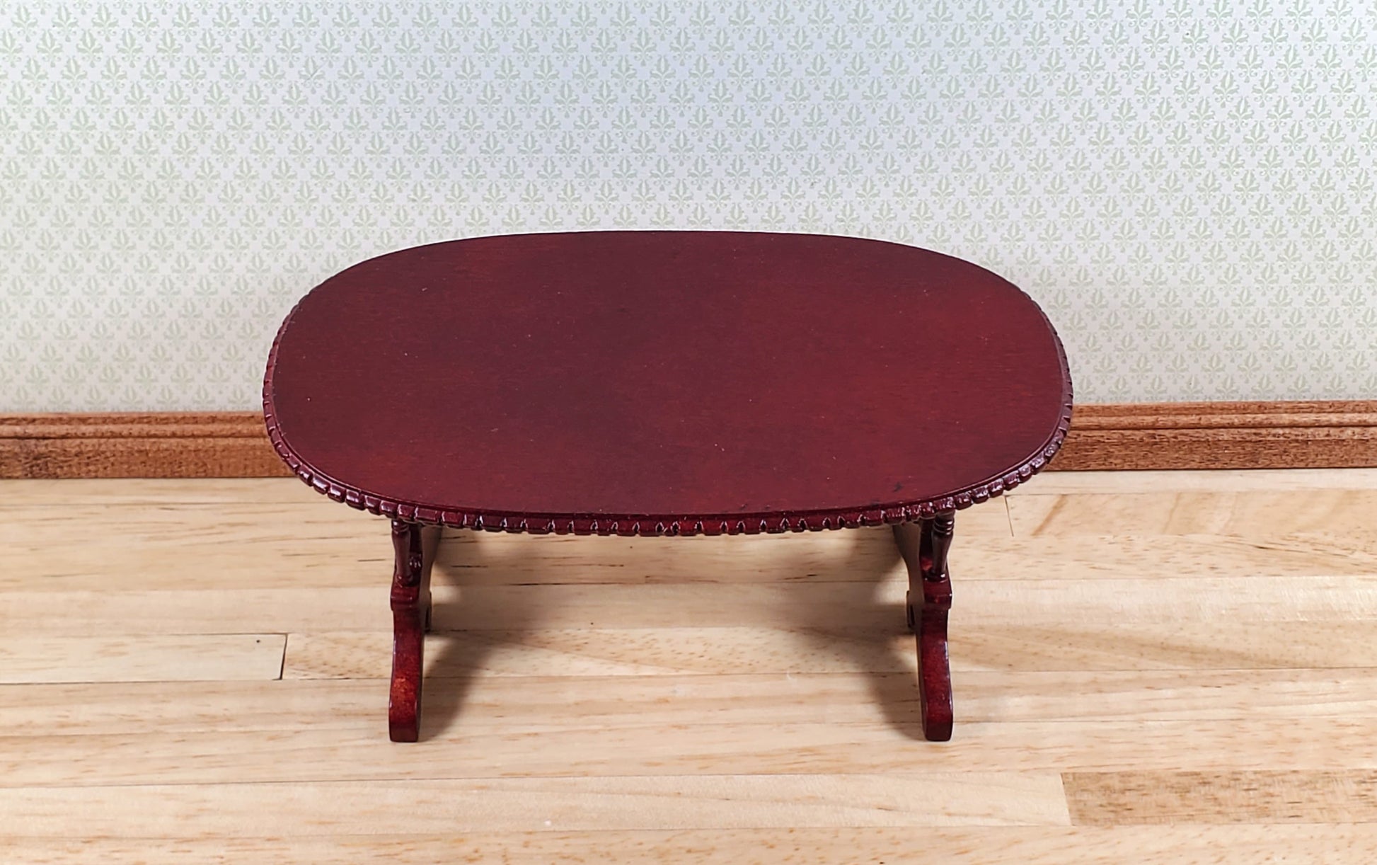 Dollhouse Oval Dining Table by Hansson Wood 1:12 Scale Miniature Mahogany Finish