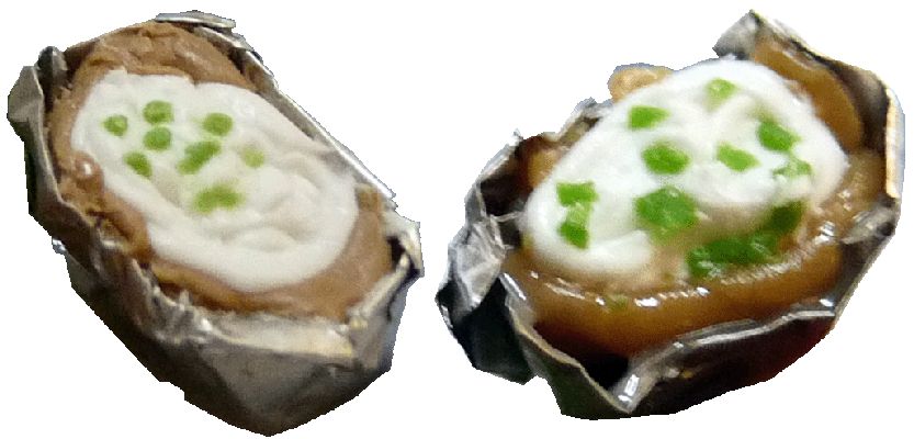 Dollhouse Baked Potatoes in Foil with Sour Cream Set of 2 1:12 Scale Miniature