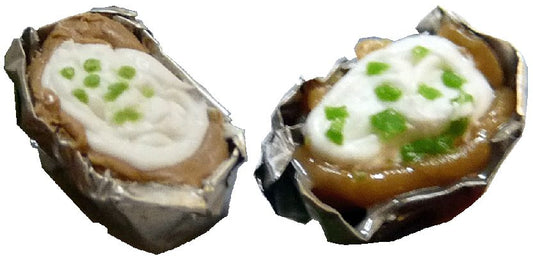 Dollhouse Baked Potatoes in Foil with Sour Cream Set of 2 1:12 Scale Miniature