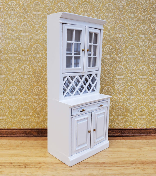 Dollhouse Cabinet Hutch with Wine Rack White Finish 1:12 Scale Miniature Furniture
