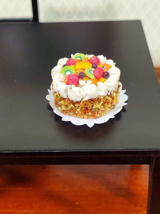 Dollhouse Cake Round with Fruit and Nuts 1:12 Scale Miniature Food Bakery