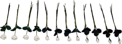 Dollhouse White Roses Long Stem Loose Bouquet One Dozen 1:12 Scale Miniature