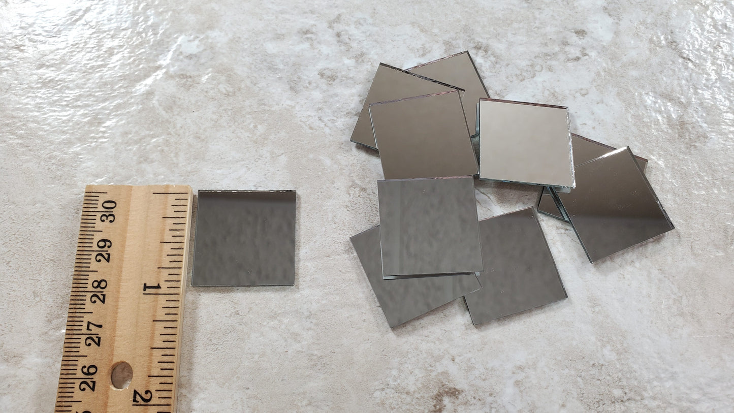 Tiny Square Mirror 12 Pieces 1" x 1" Square Real Glass Crafts Miniatures