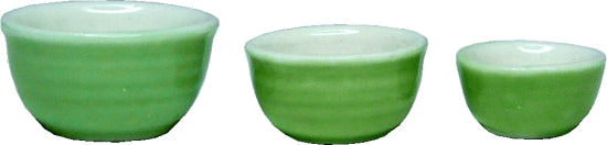 Dollhouse Nesting Mixing Bowls Light Green Set of 3 1:12 Scale Miniatures Dish