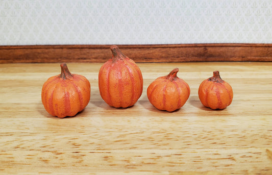 Dollhouse Pumpkins x4 Assorted 1:12 Scale Miniatures Halloween Fall Decor
