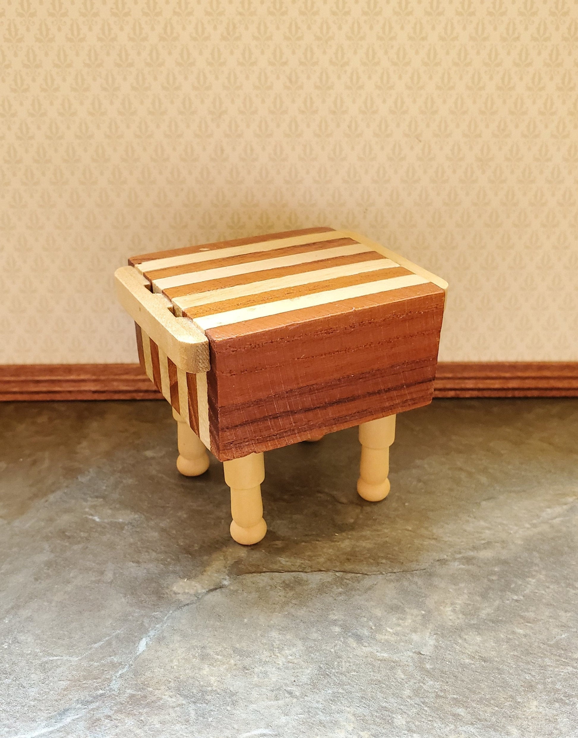 Dollhouse Butcher Block Two Toned End Grain Wood 1:12 Scale Miniature Kitchen