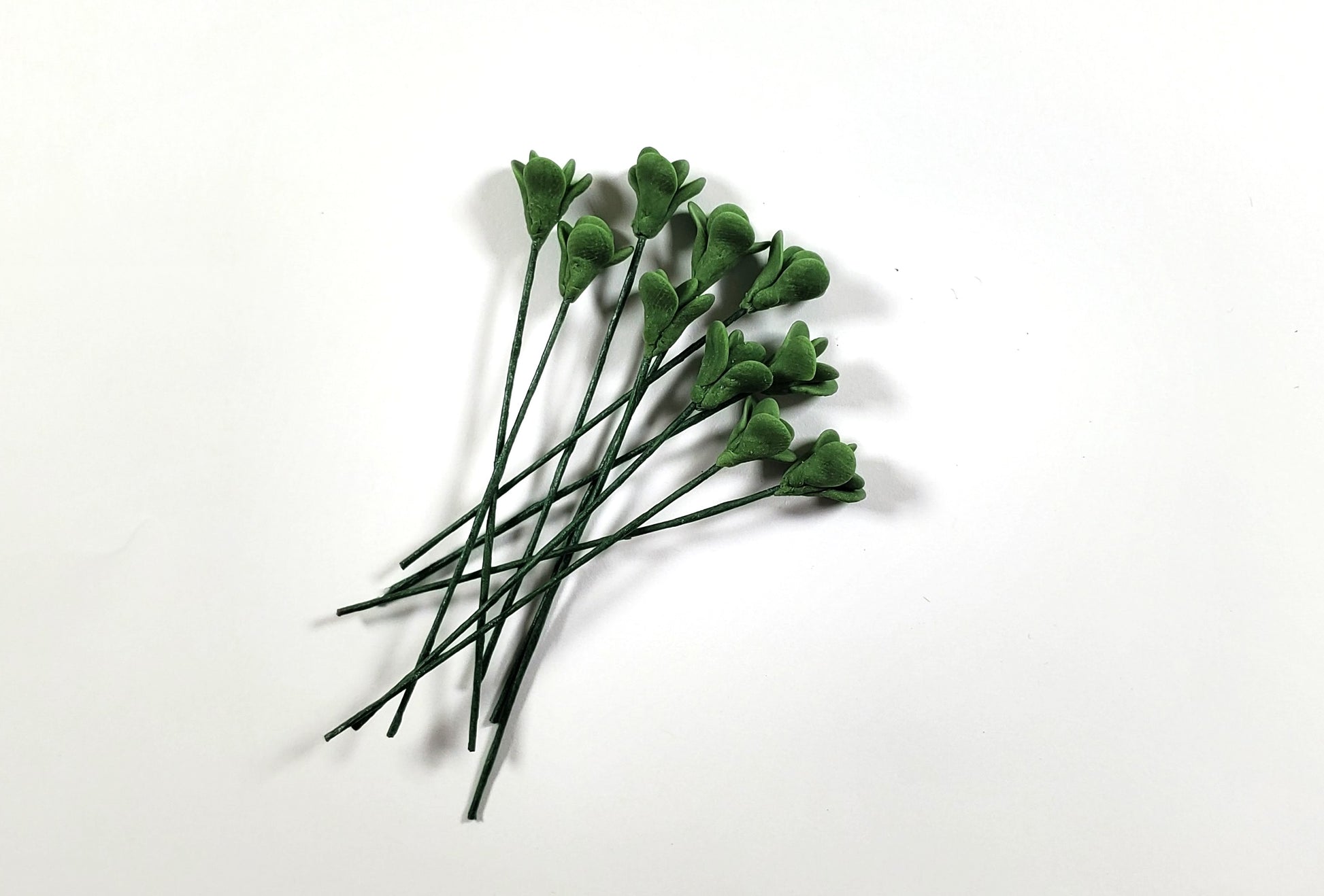 Dollhouse Dark Green Jade Branches Long Stem Set of 10 1:12 Scale Miniature