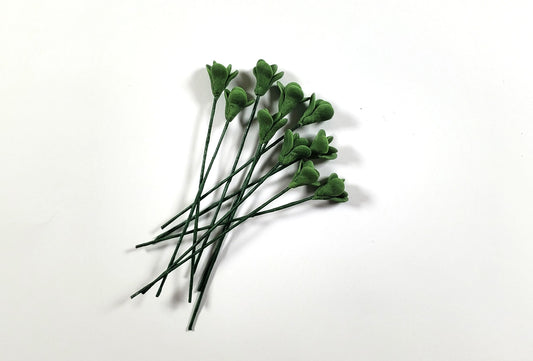 Dollhouse Dark Green Jade Branches Long Stem Set of 10 1:12 Scale Miniature