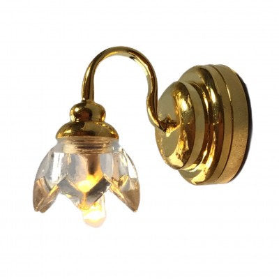 Dollhouse Miniature LED Battery Light Wall Sconce Lily Flower Shade 1:12 Scale