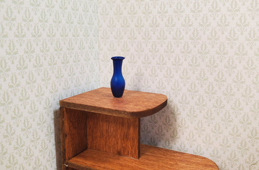 Dollhouse Dark Blue Glass Bud Vase 1:12 Scale Miniature Flowers Decoration